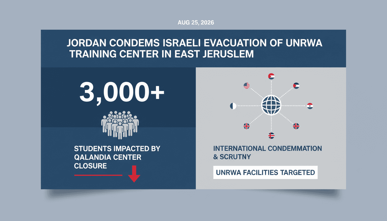Infographic showing the impact of the Israeli raid on the Qalandia Training Center and its significance for Palestinian education.