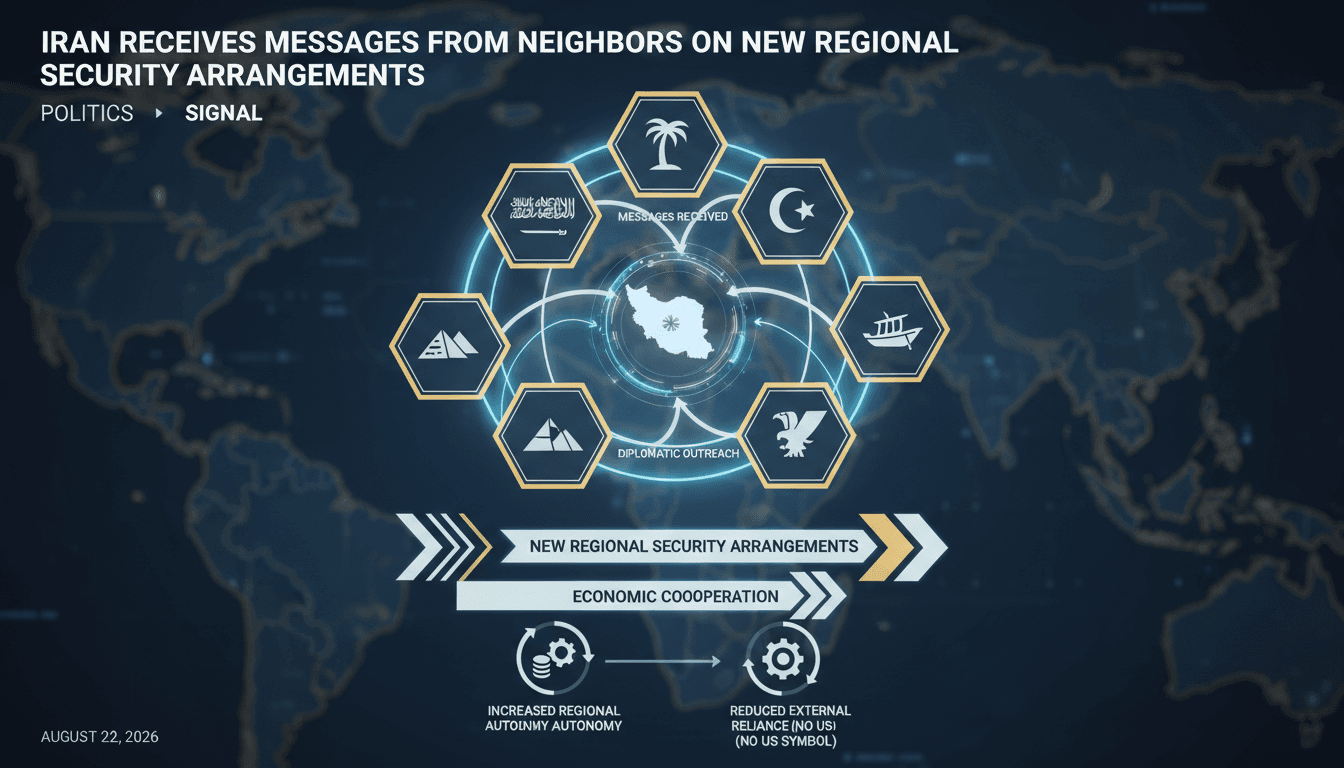 An infographic depicting Iran's new regional security arrangements and economic cooperation initiatives.