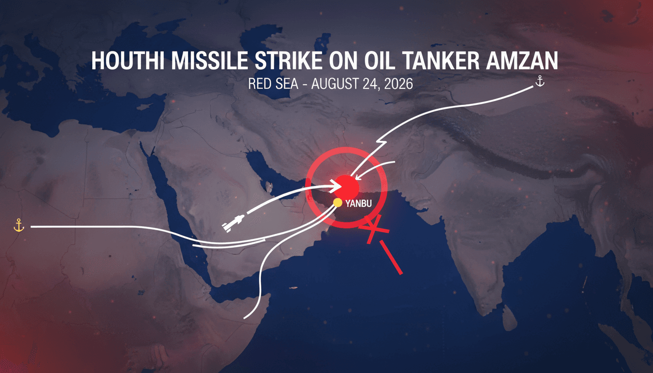 Map showing the location of the Houthi missile strike on the Saudi oil tanker Amzan in the Red Sea.