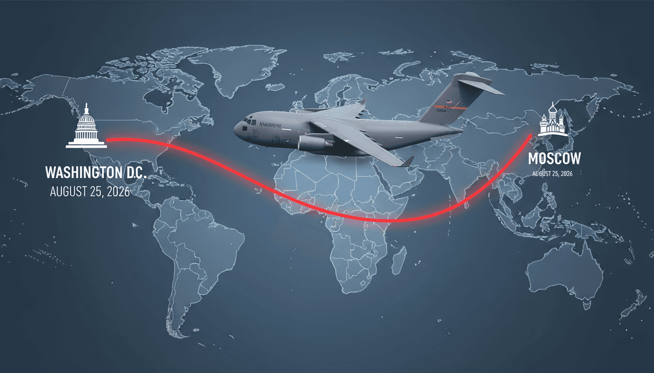 CIA Director John Ratcliffe's aircraft landing in Moscow for meetings with Russian officials.