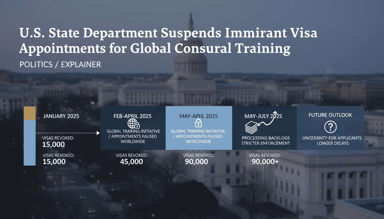 A visual representation of the U.S. immigrant visa appointment pause and its implications for applicants.