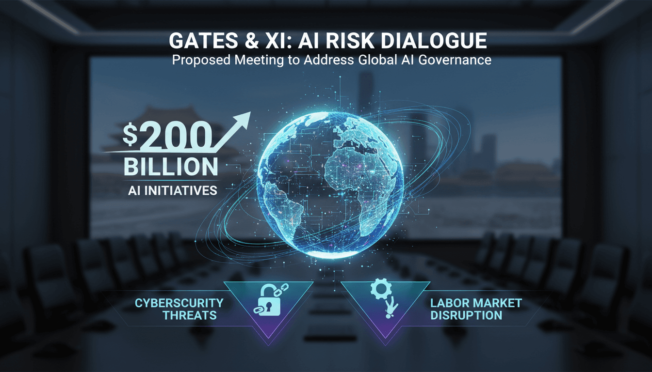 Bill Gates and Xi Jinping discussing AI governance and risk mitigation strategies.