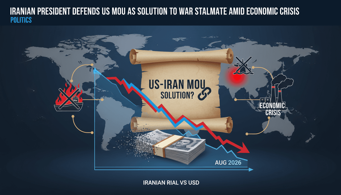 Iranian President Pezeshkian discussing the US MoU amid economic pressures and conflict.