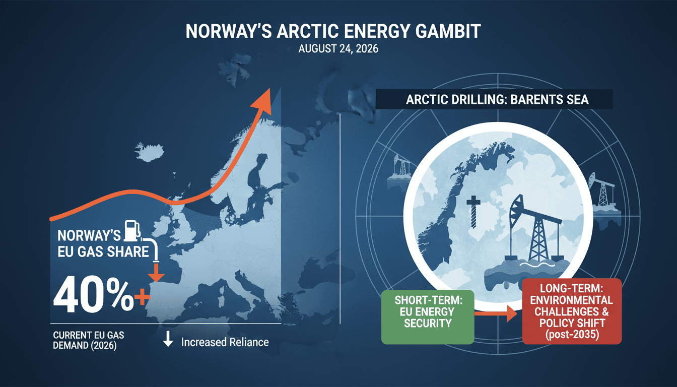 Infographic illustrating Norway's role in EU gas supply and Arctic drilling plans.
