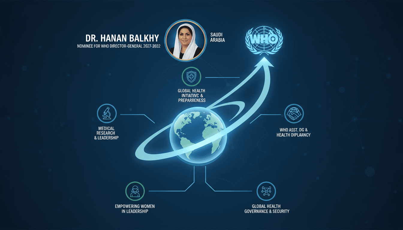 Dr. Hanan Balkhy nominated for WHO Director-General, highlighting her impact on global health policies.