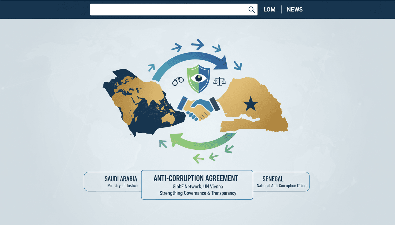 Infographic showing the Saudi Arabia and Senegal anti-corruption agreement highlights and implications.