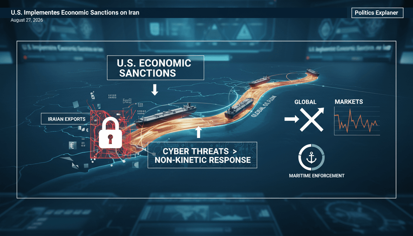 Infographic showing oil flow through the Strait of Hormuz and the effects of U.S. sanctions on Iran.