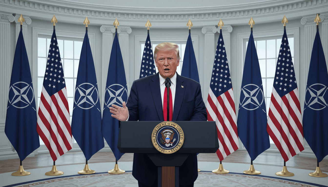 Trump speaking in the Oval Office, assuring no Russian attack on NATO territory.