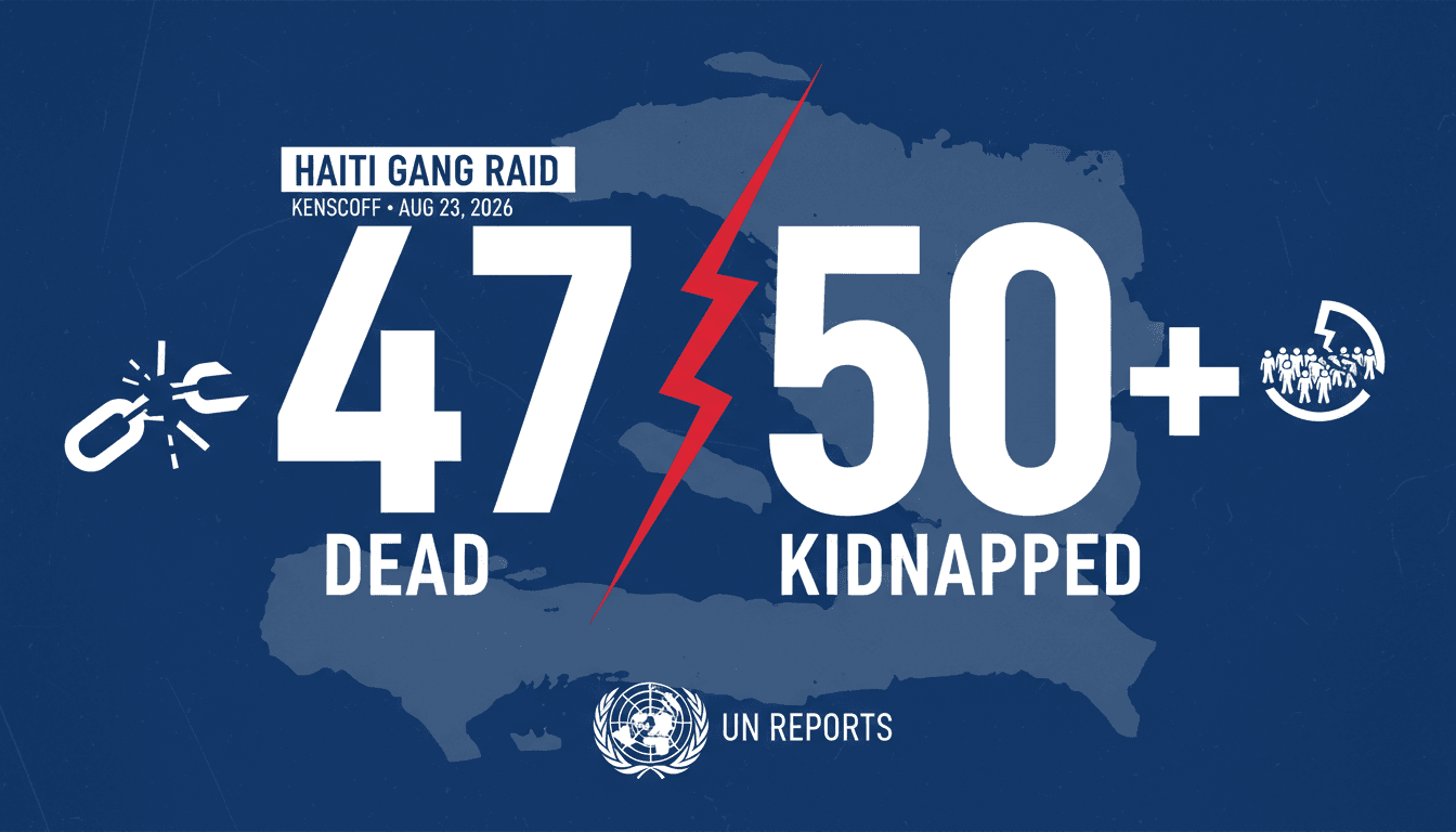 Infographic detailing the casualties and kidnappings from the Kenscoff gang raid in Haiti.