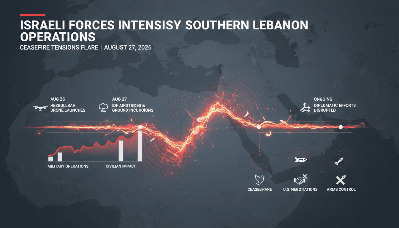 Map showing Israeli military operations in southern Lebanon and their impact on civilians and regional stability.