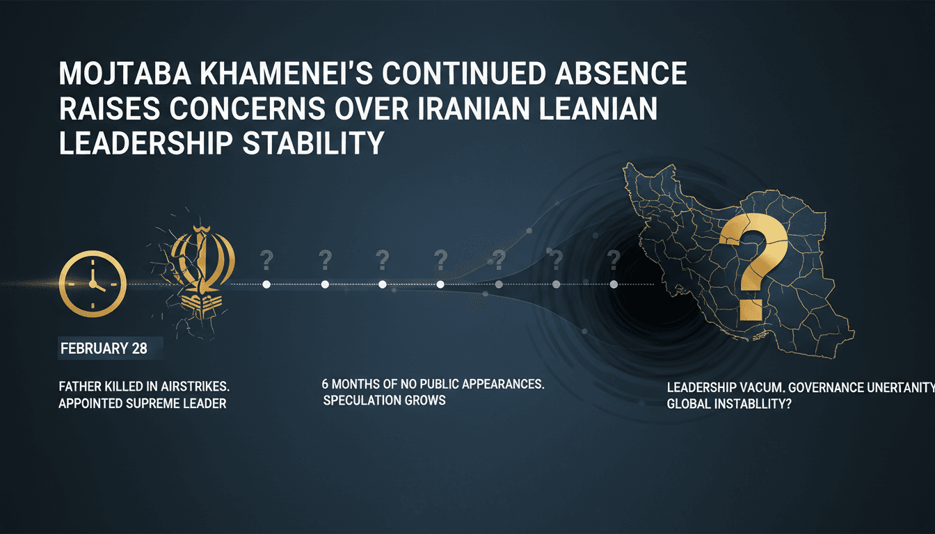 Timeline of Mojtaba Khamenei's absence and its implications for Iran's leadership stability.