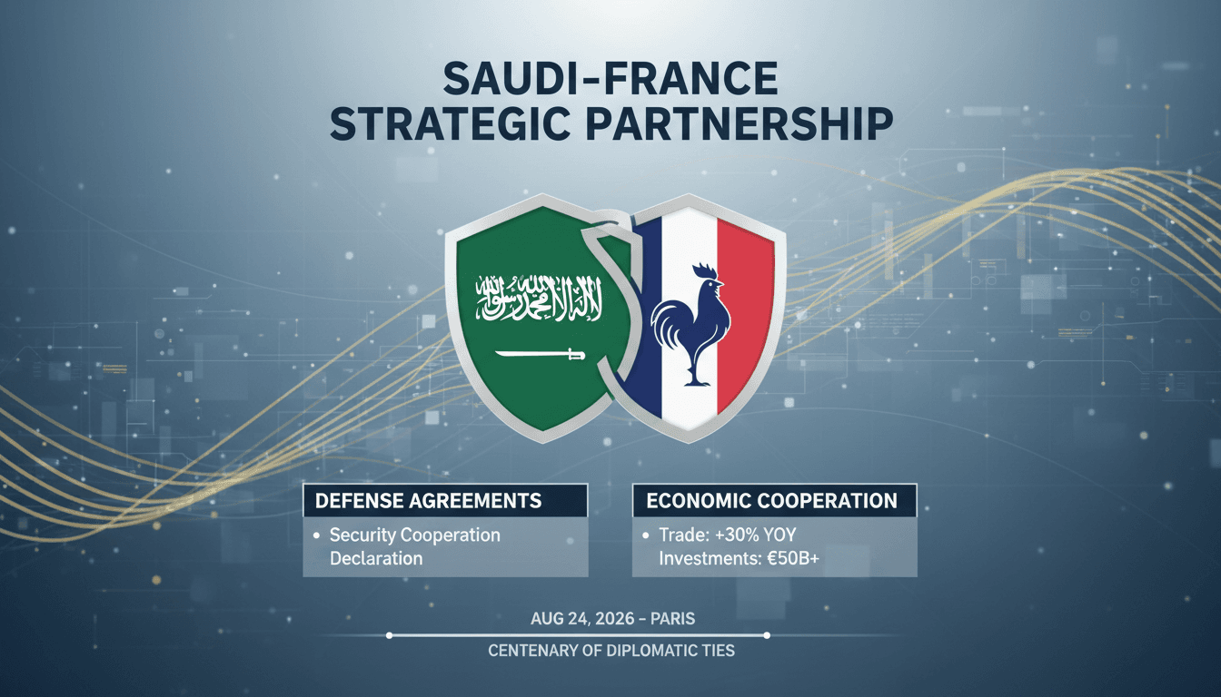 Saudi Crown Prince and French President at the Strategic Partnership Council meeting, highlighting defense cooperation and investment agreements.