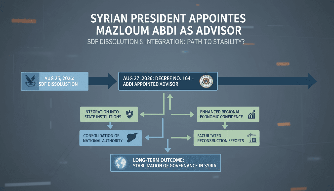 A visual representation of the Syrian presidential decree and its implications for governance and investment opportunities.