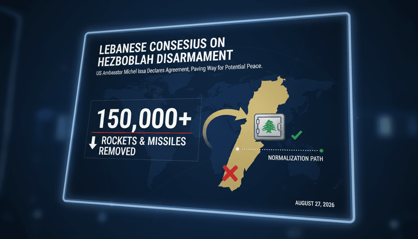 US Ambassador Michel Issa discusses Hezbollah disarmament in Lebanon, highlighting regional stability and economic opportunities.
