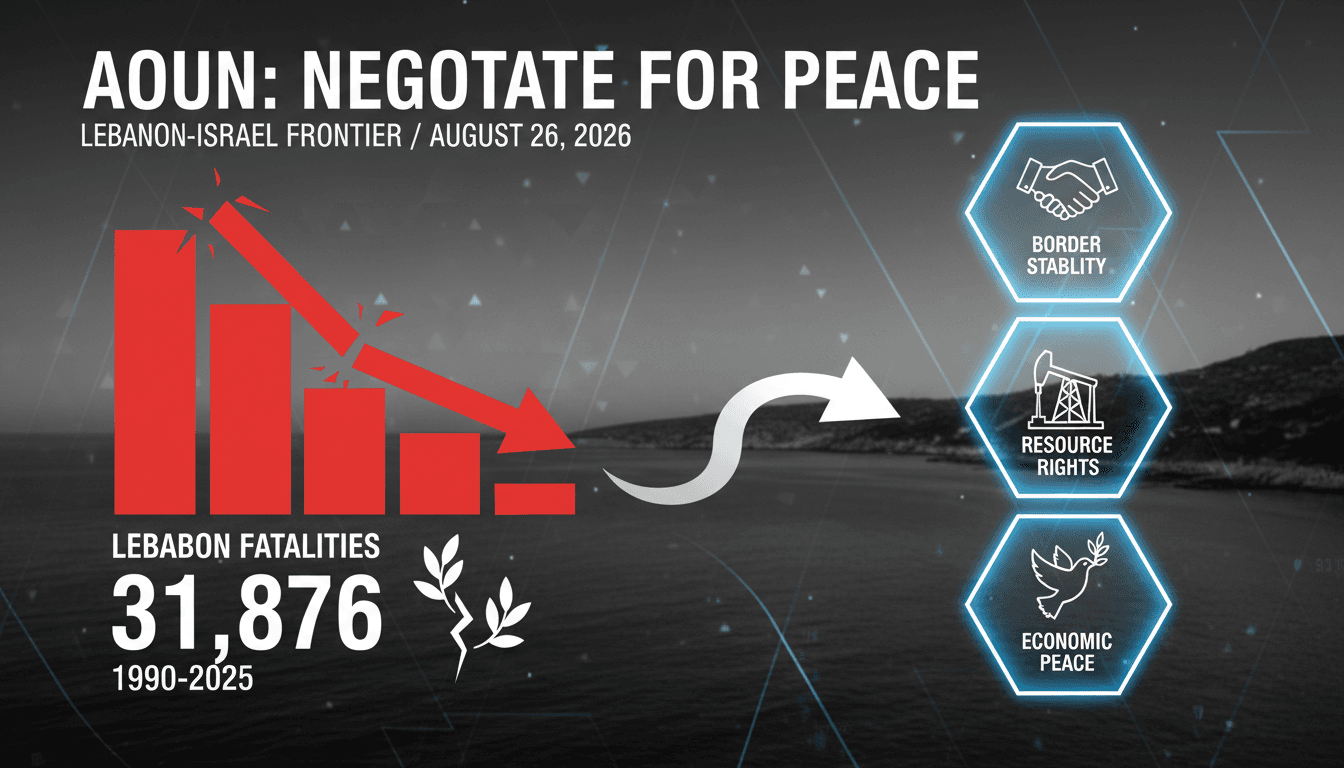 Infographic illustrating Lebanon's negotiation goals and the impact of conflict fatalities.