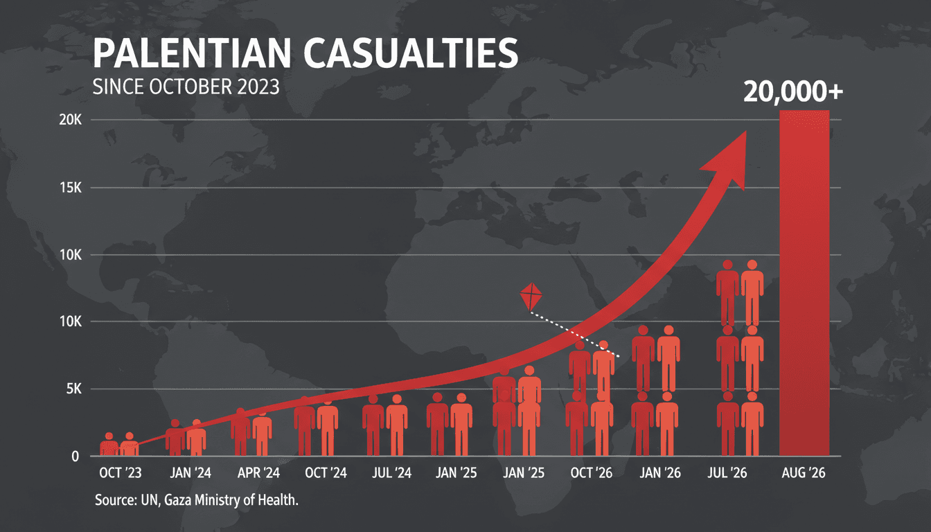A graphic illustrating the impact of Israeli airstrikes on Palestinian civilians in Gaza.