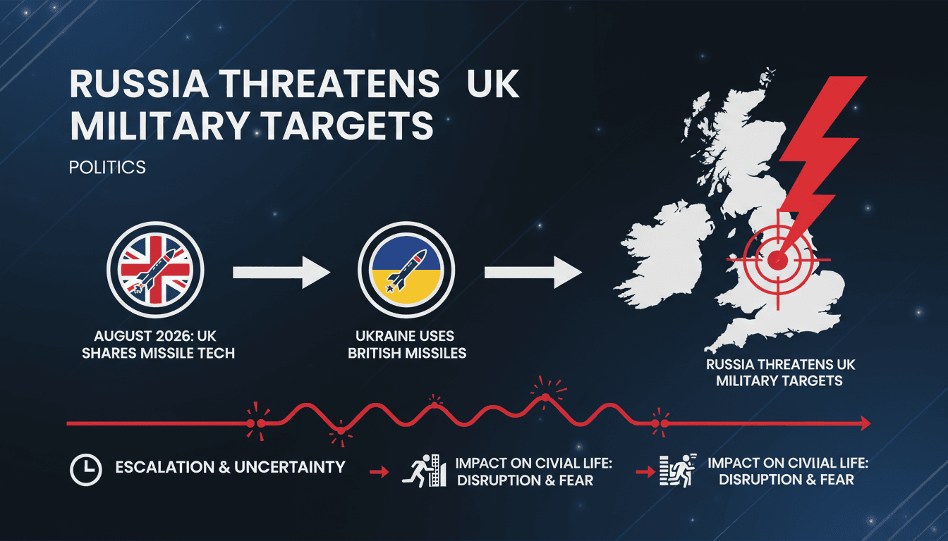 A graphic illustrating Russia's threat to UK military targets in response to missile use in Ukraine.