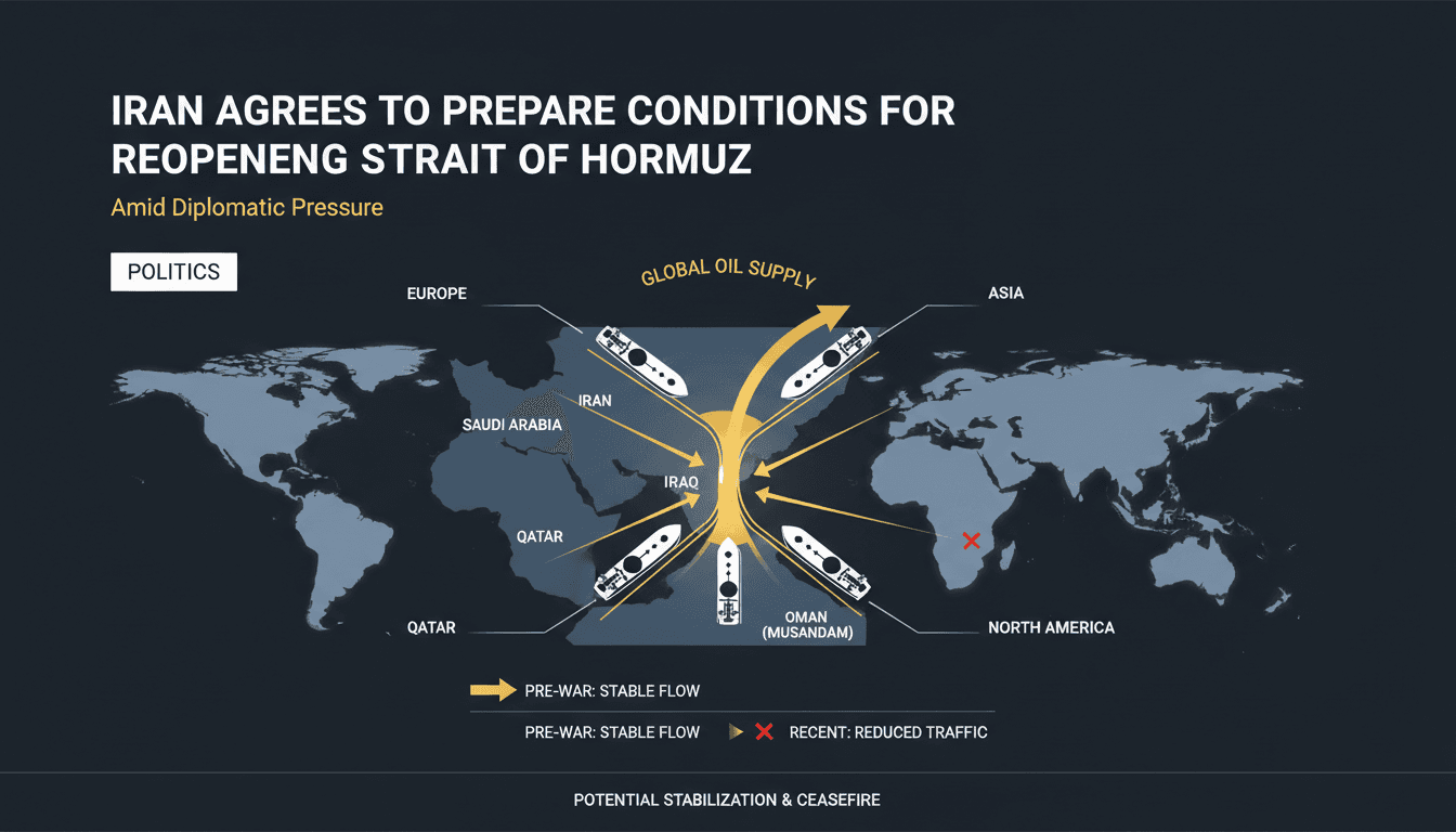Diplomatic discussions in Tehran regarding the reopening of the Strait of Hormuz, a key global oil transit route.