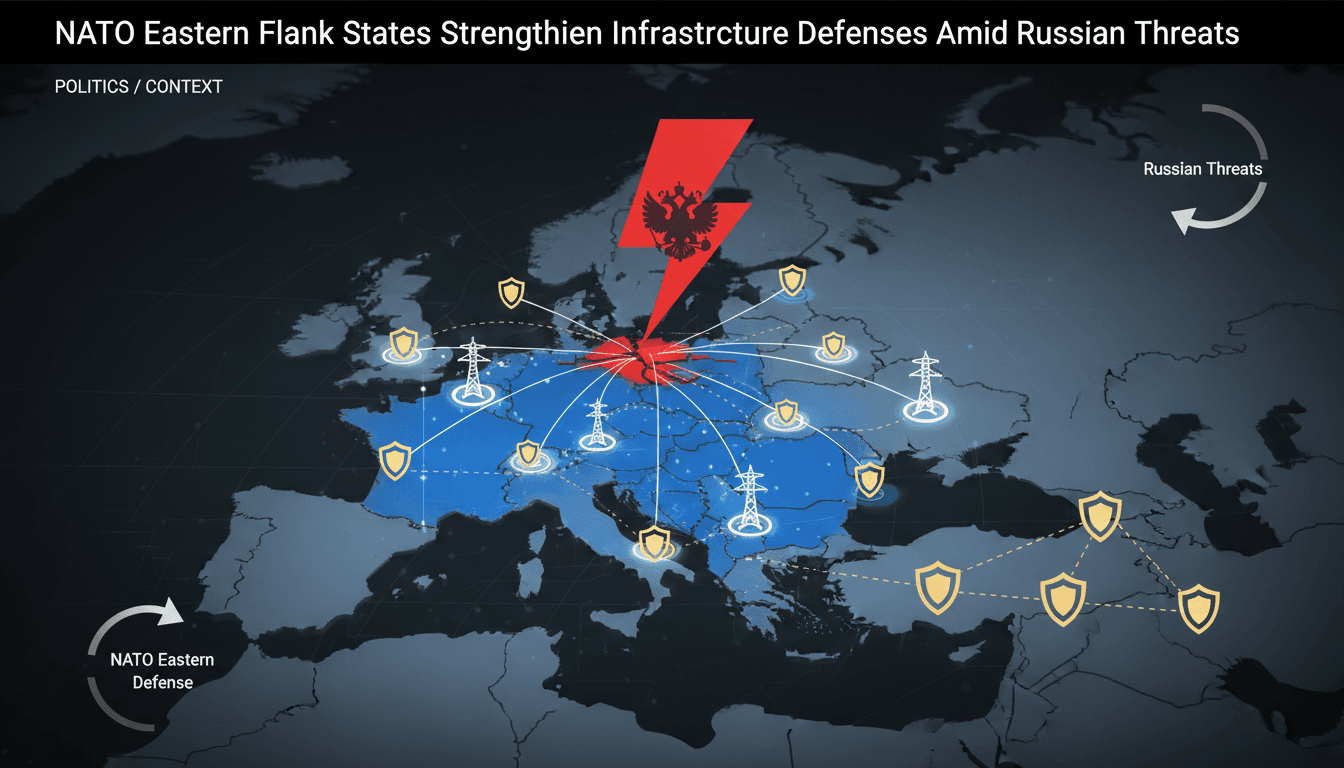 Map showing NATO eastern flank states enhancing critical infrastructure defenses against potential Russian threats.