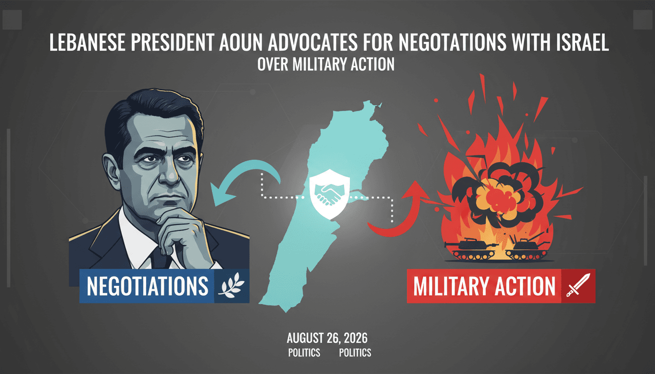 President Joseph Aoun discussing negotiations with Israel, emphasizing peace over conflict in Lebanon.