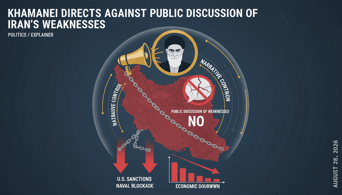 Infographic showing Khamenei's directive impact on Iran's economy and narrative strategy.