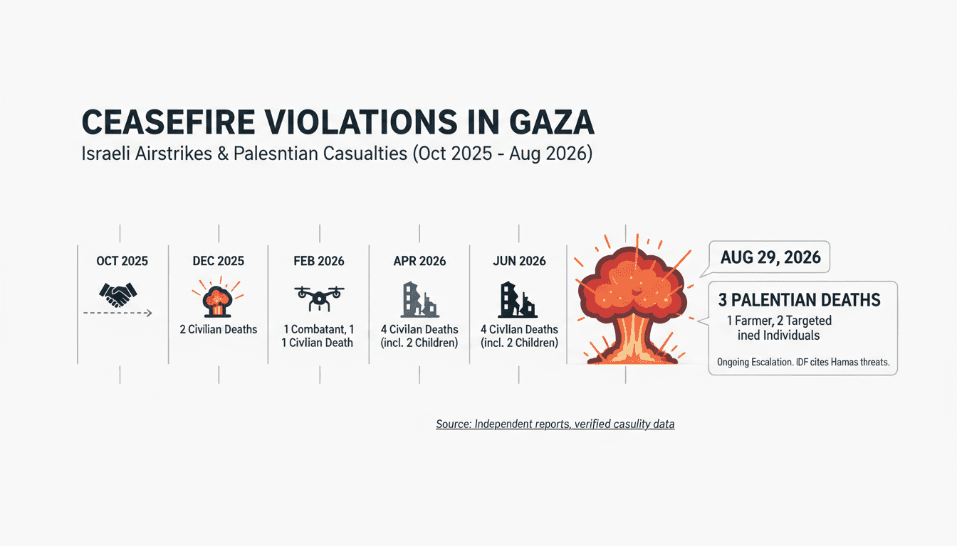 A graphic illustrating the impact of Israeli strikes on Palestinian civilians in Gaza, highlighting recent casualties.