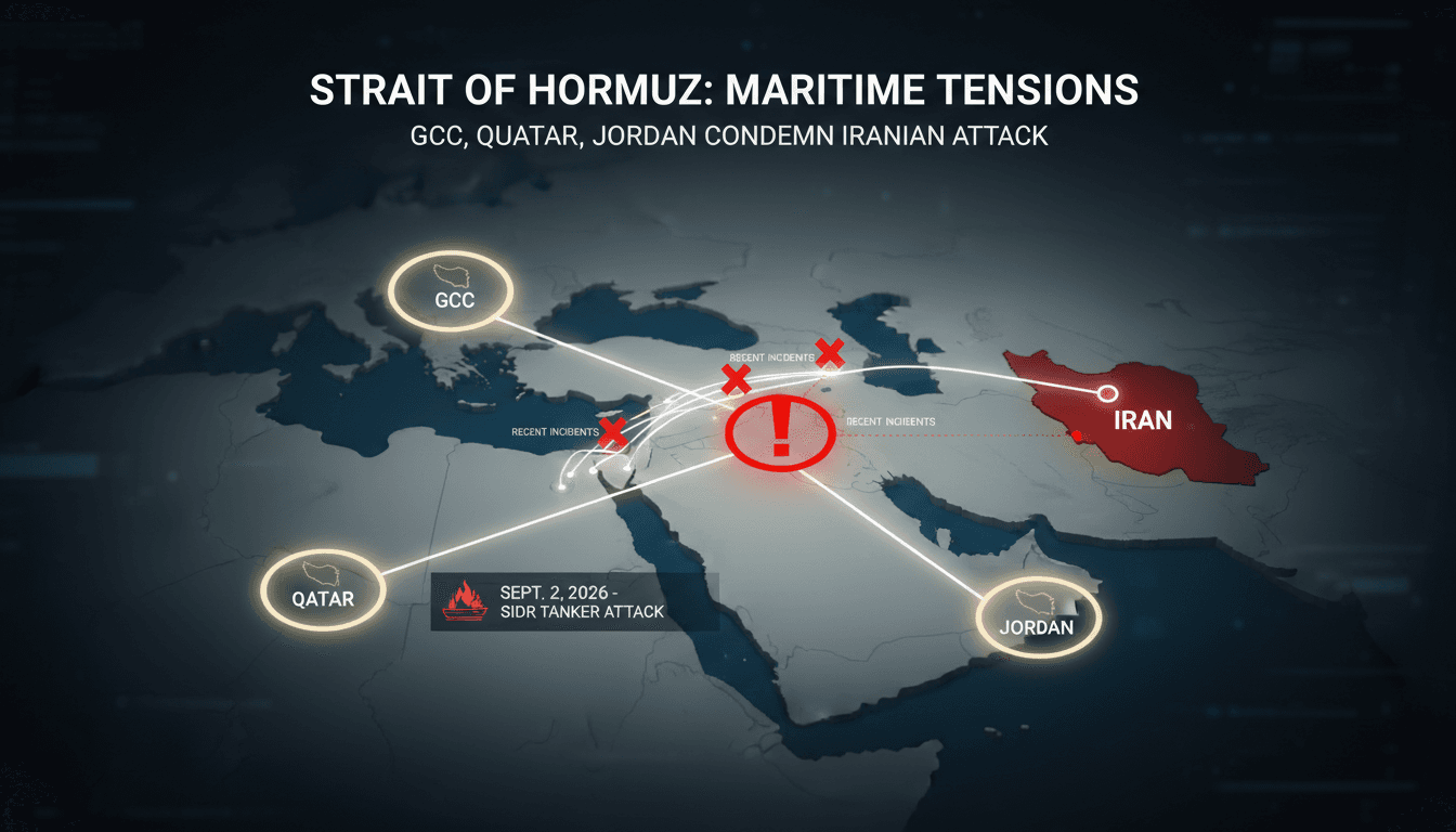 Map of the Strait of Hormuz highlighting the recent Iranian attack on the Saudi tanker SIDR and its implications for maritime security.