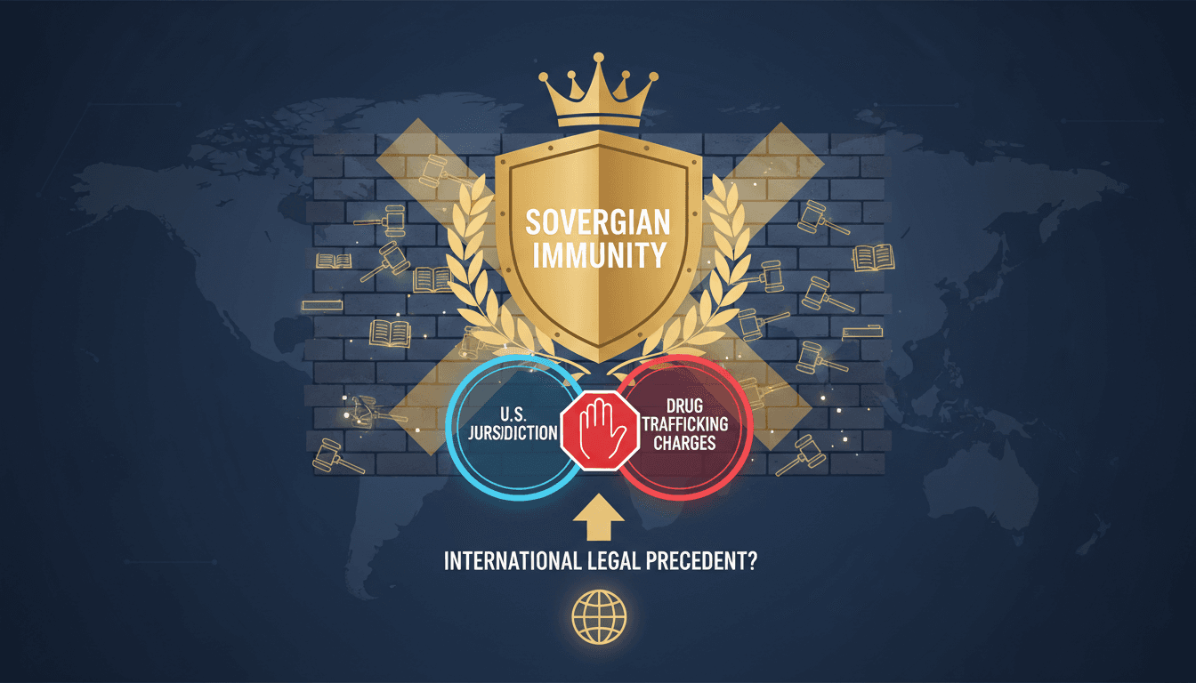 Infographic showing the implications of Maduro and Flores' sovereign immunity claims on international law.