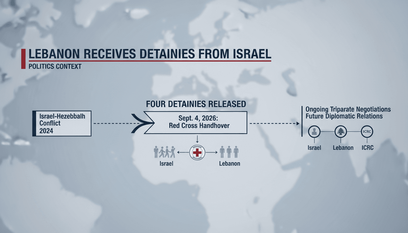 A map showing the Naqoura border crossing where detainees were handed over, highlighting Lebanon and Israel's diplomatic efforts.