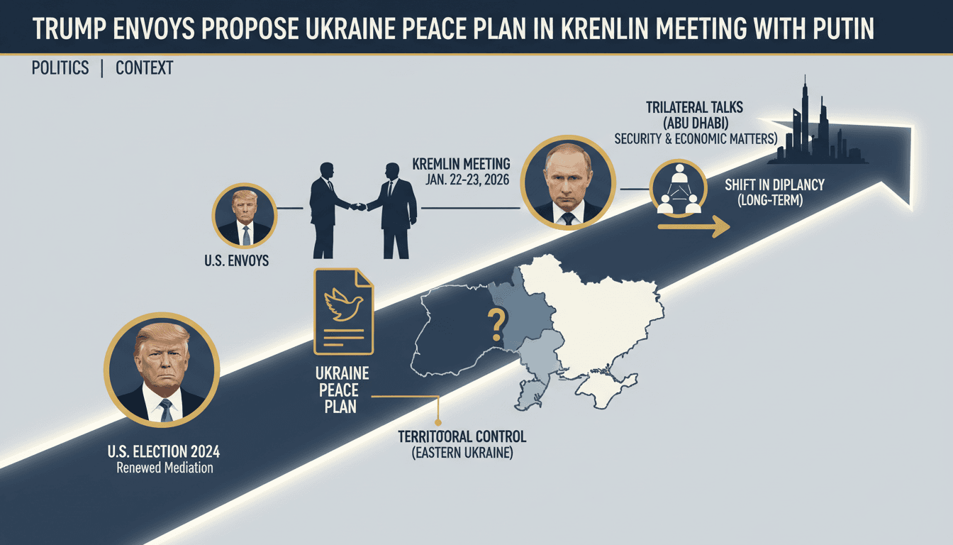 Trump envoys meeting with Putin in the Kremlin discussing the Ukraine peace proposal.