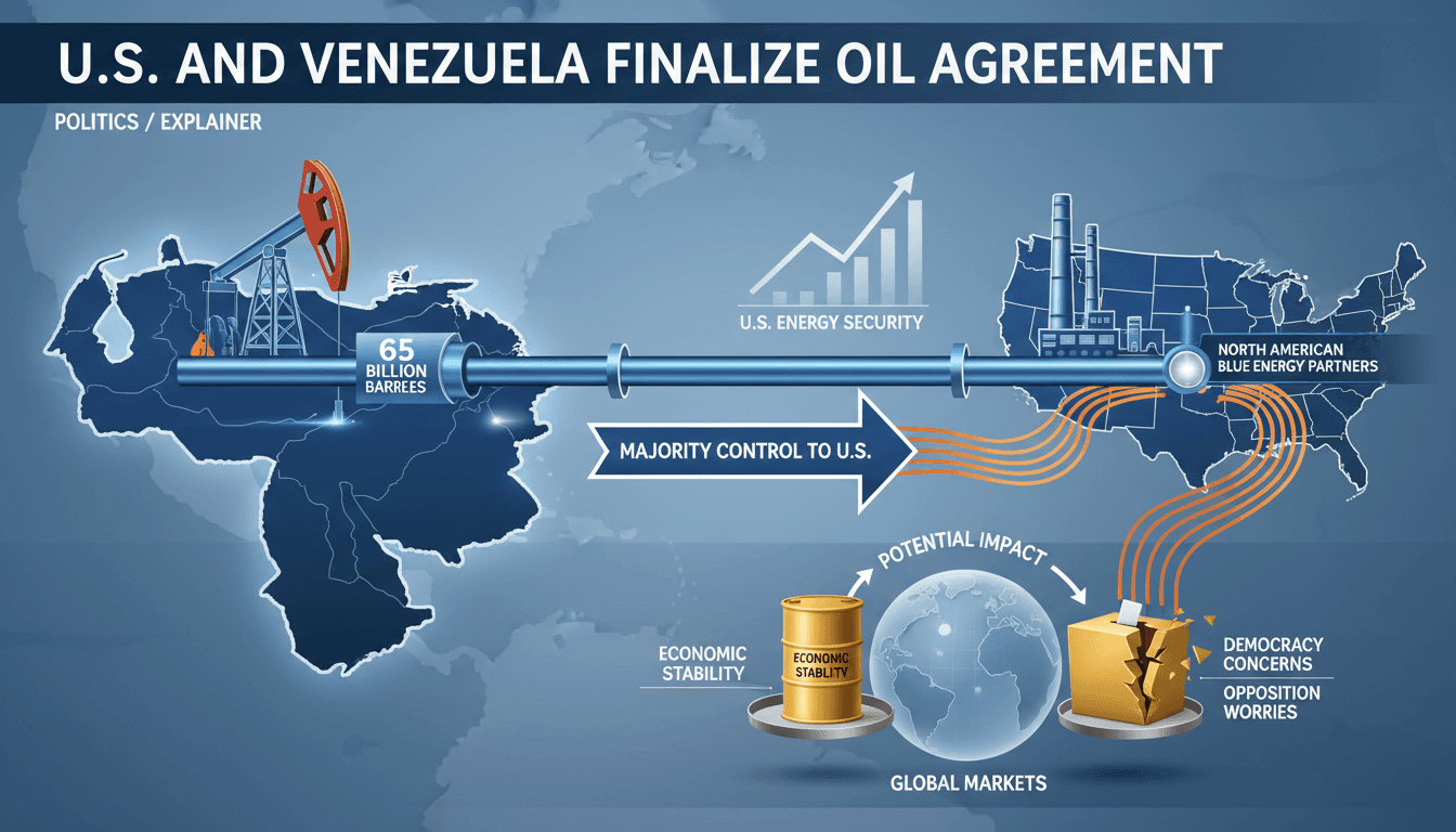 Infographic showing the U.S.-Venezuela oil deal's impact on global oil supply and market dynamics.