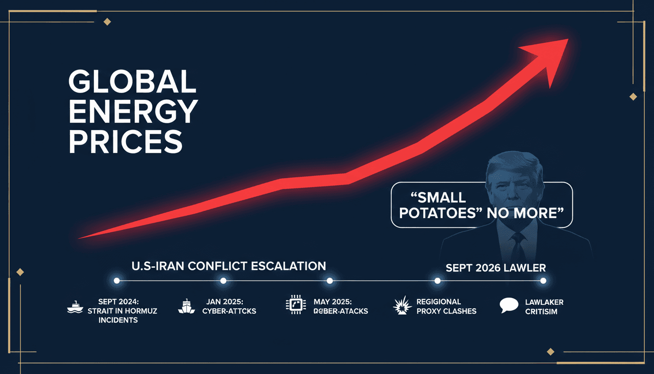 Infographic showing rising energy prices and U.S.-Iran conflict timeline.