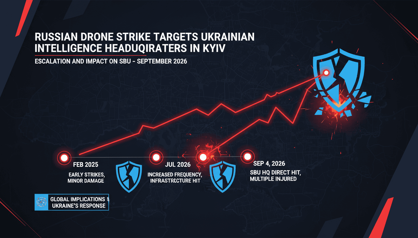 Russian Drone Strike Targets Ukrainian Intelligence Headquarters in Kyiv