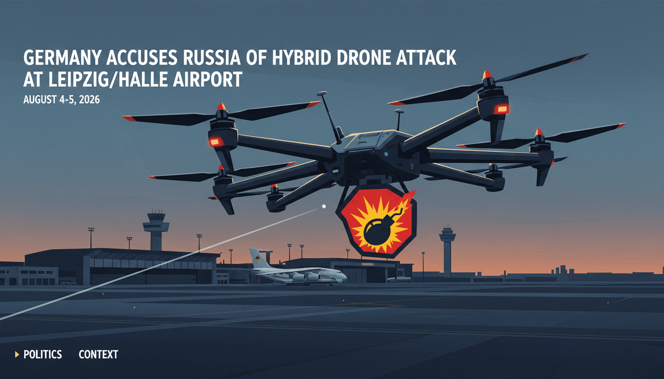 A drone with explosives near Leipzig/Halle Airport, highlighting security concerns.