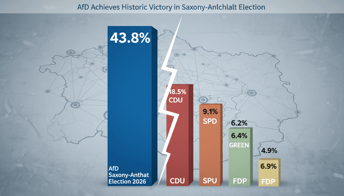A graphic showing the AfD's vote share compared to traditional parties in Saxony-Anhalt.