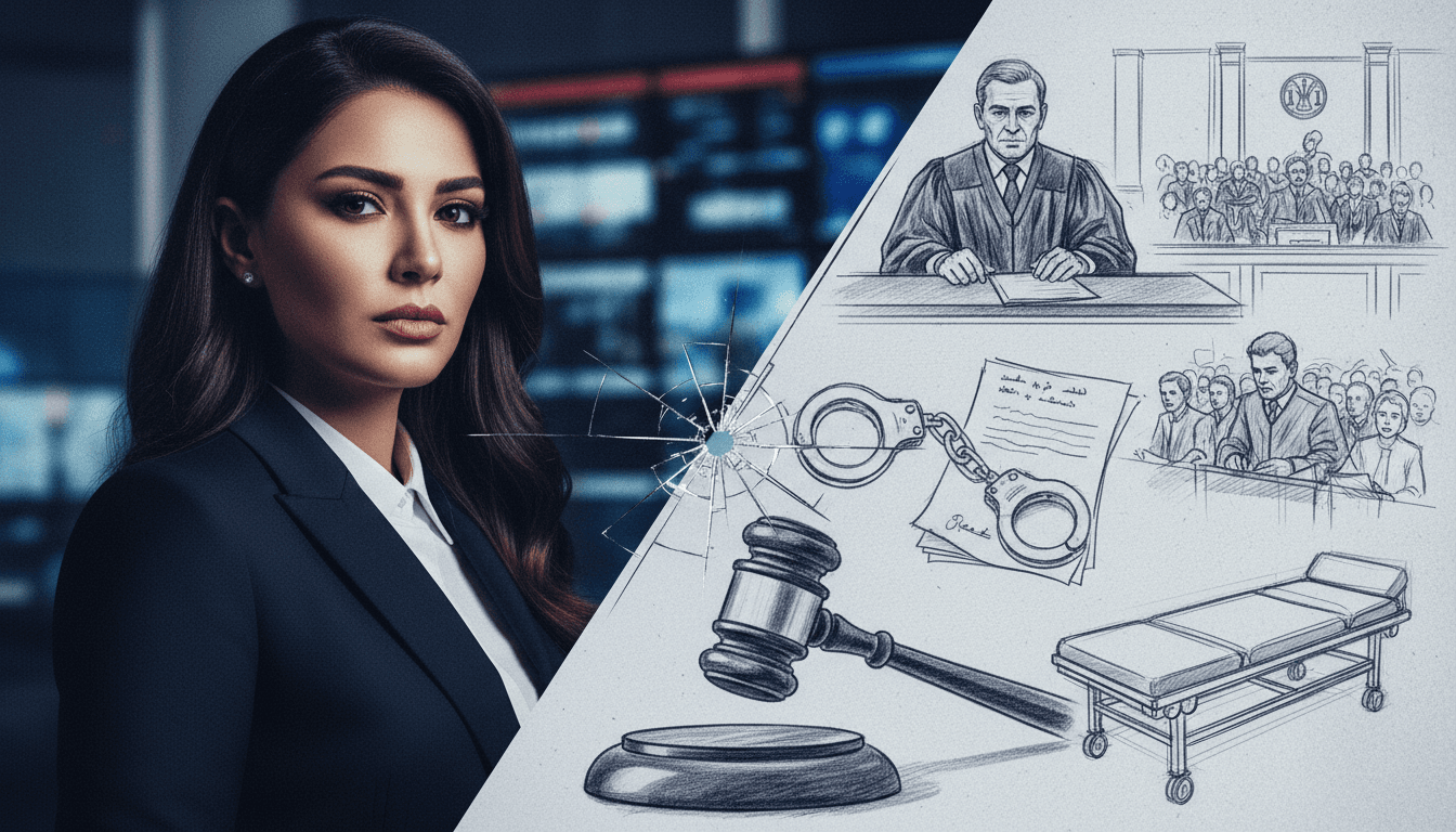 Sarah Khalifa in court, representing the clash of media fame and legal scrutiny in Egypt's drug trafficking case.