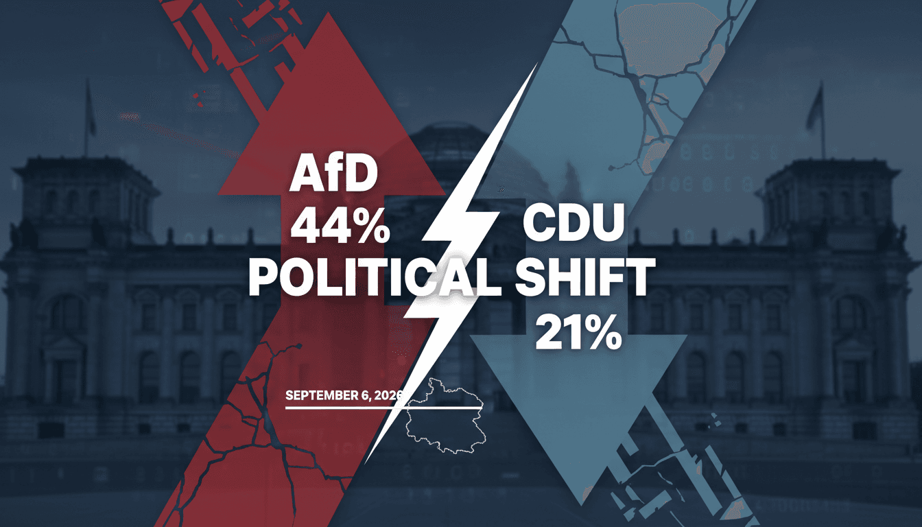 A graphic showing the AfD's vote share and CDU's decline in the Saxony-Anhalt election.