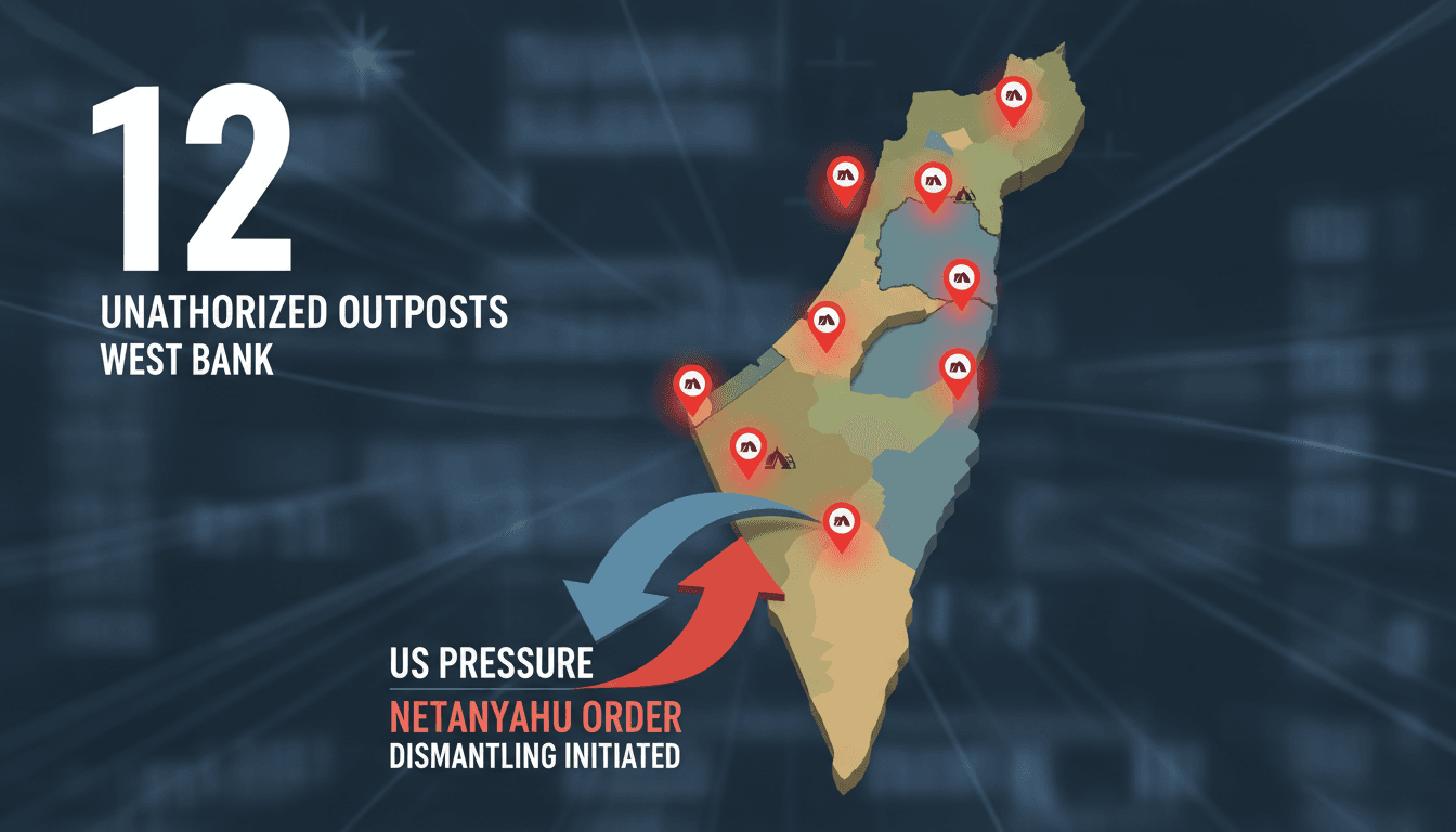 A map highlighting unauthorized settler outposts in the West Bank following Netanyahu's order.