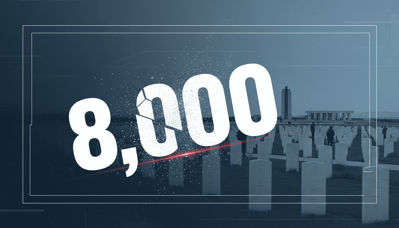 A graphic highlighting the number 8,000 in relation to the Srebrenica massacre and the diplomatic tensions following Mladić's funeral.