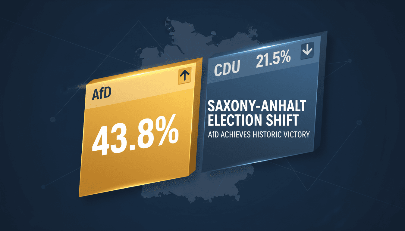 Infographic showing the AfD's historic election results in Saxony-Anhalt and implications for German politics.