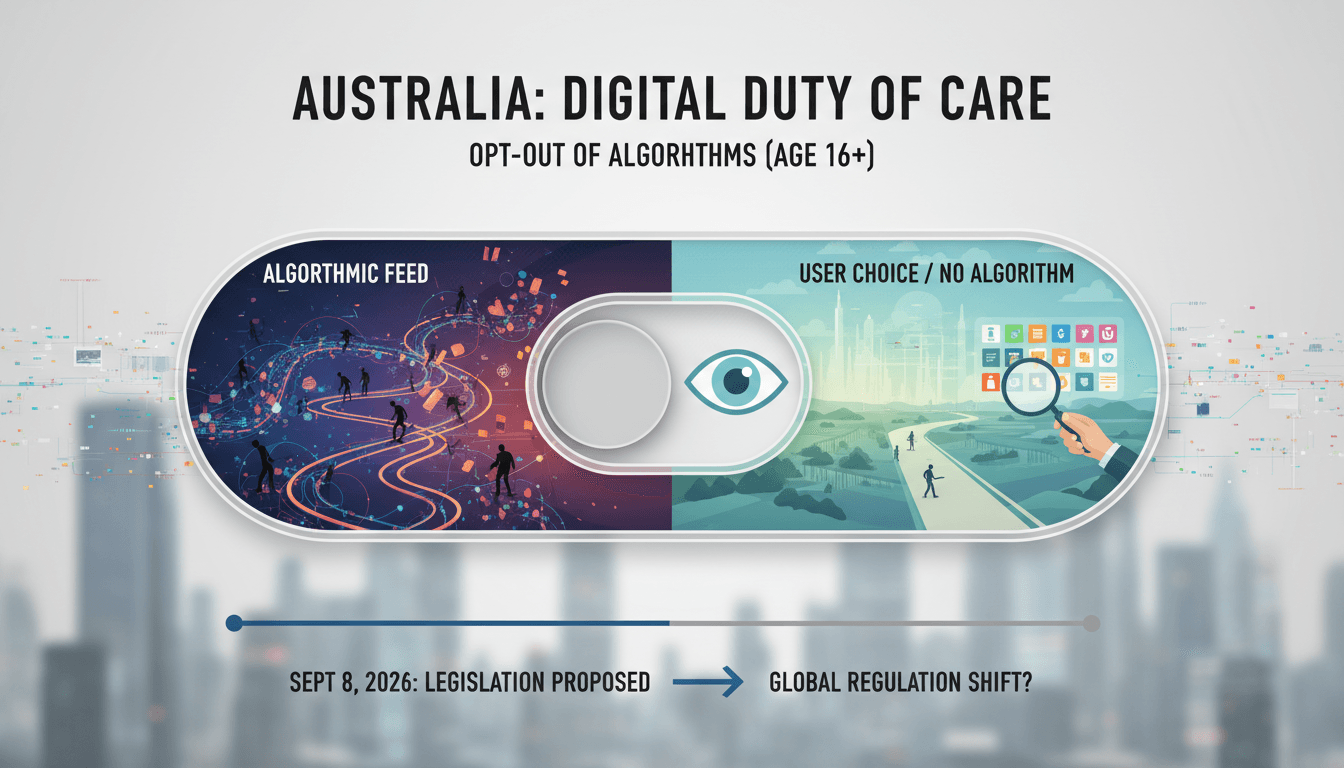 Infographic showing the impacts of Australia's Digital Duty of Care legislation on social media users and platforms.