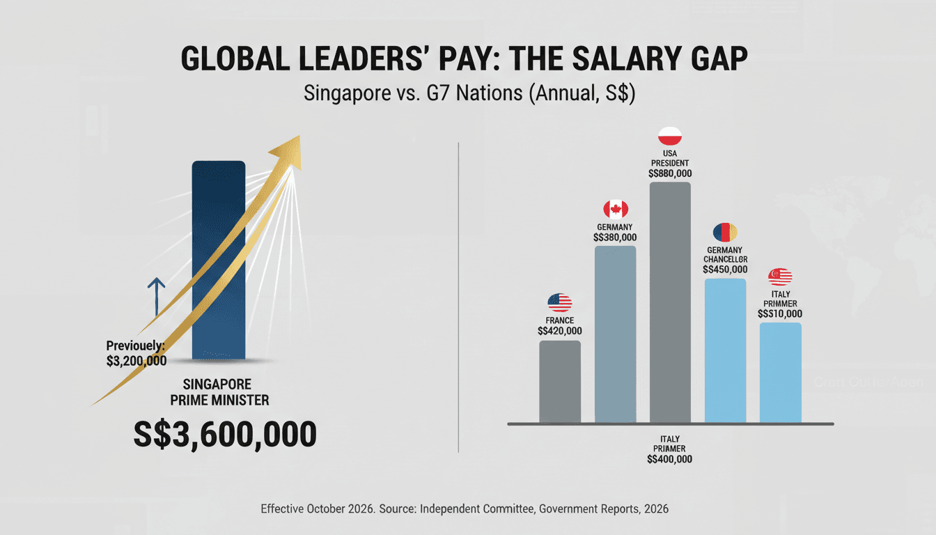 Infographic comparing Singapore's ministerial salaries with G7 leaders.