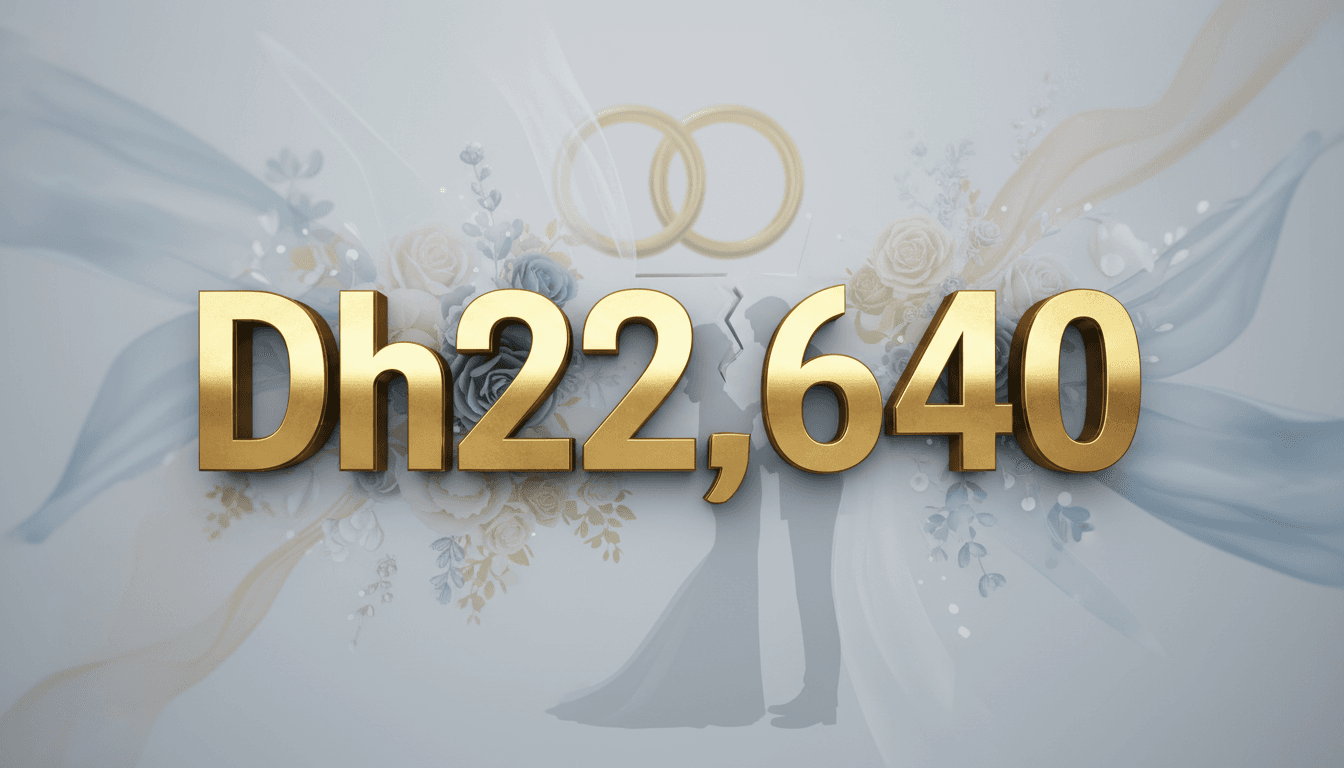 Court ruling graphic showing Dh22,640 payment related to wedding planning contract breach in Abu Dhabi.