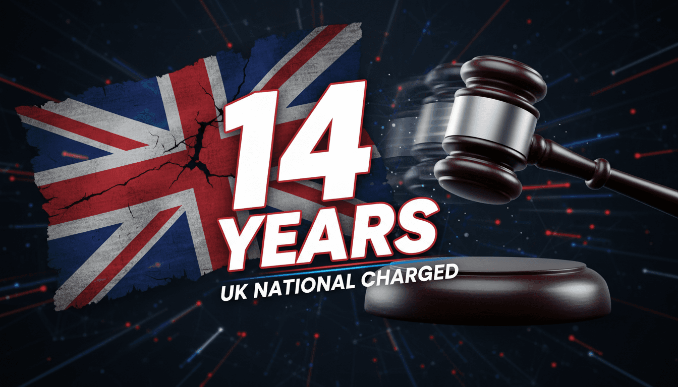 A gavel and UK flag representing national security charges against a British national linked to Russian intelligence.