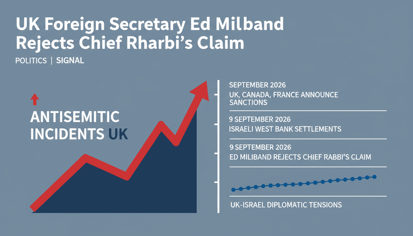UK Foreign Secretary Ed Miliband Rejects Chief Rabbi's Claim on West Bank Sanctions and Jewish Safety