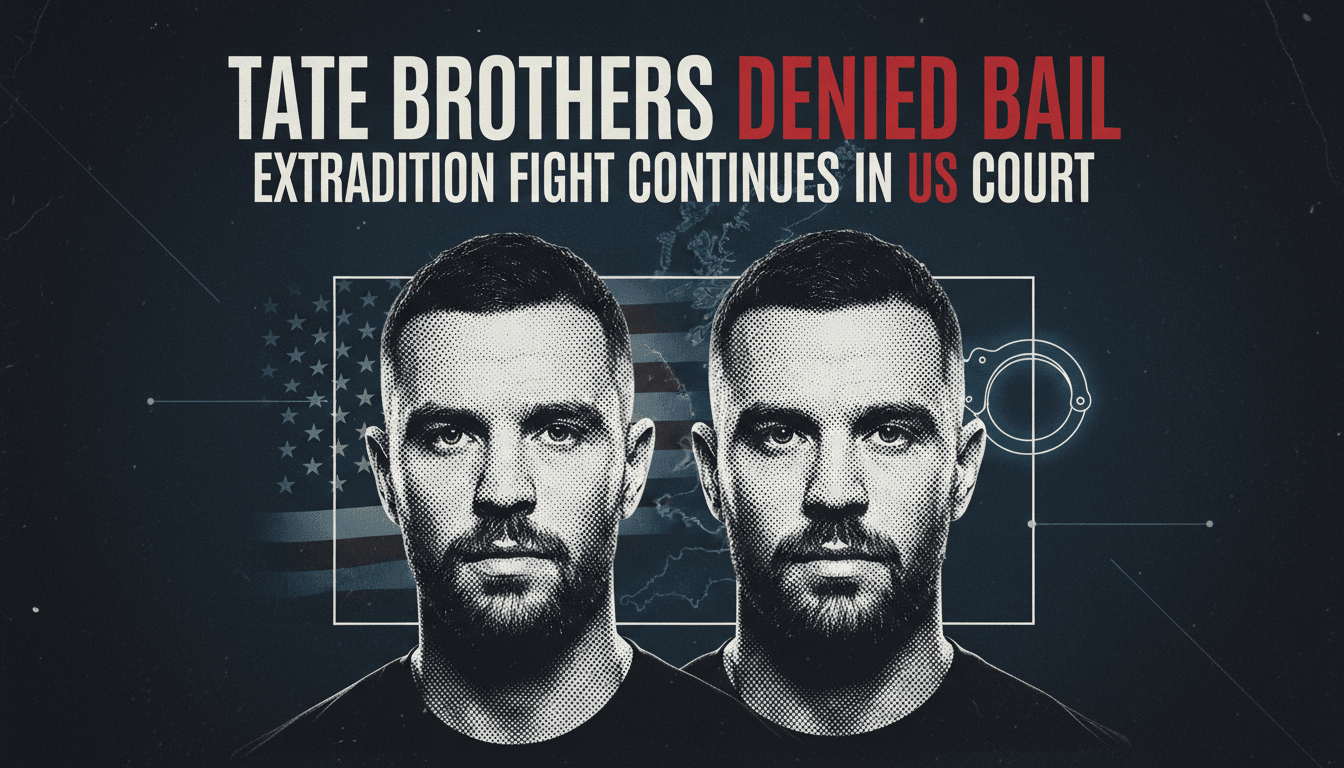 US Court Denies Bail for Tate Brothers Amid Extradition Proceedings