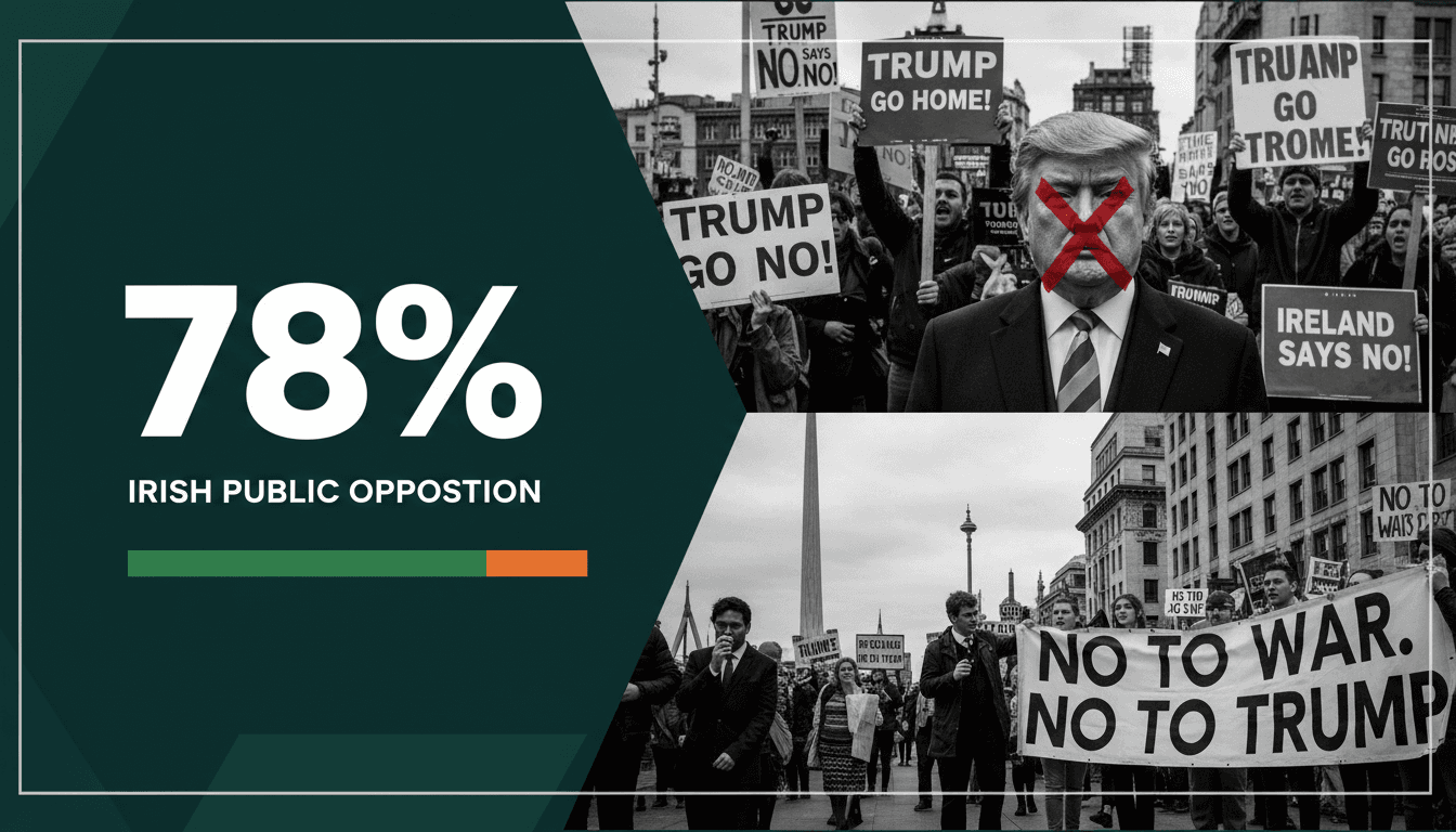 Protesters in Ireland opposing Trump's visit, showcasing public sentiment and geopolitical tensions.