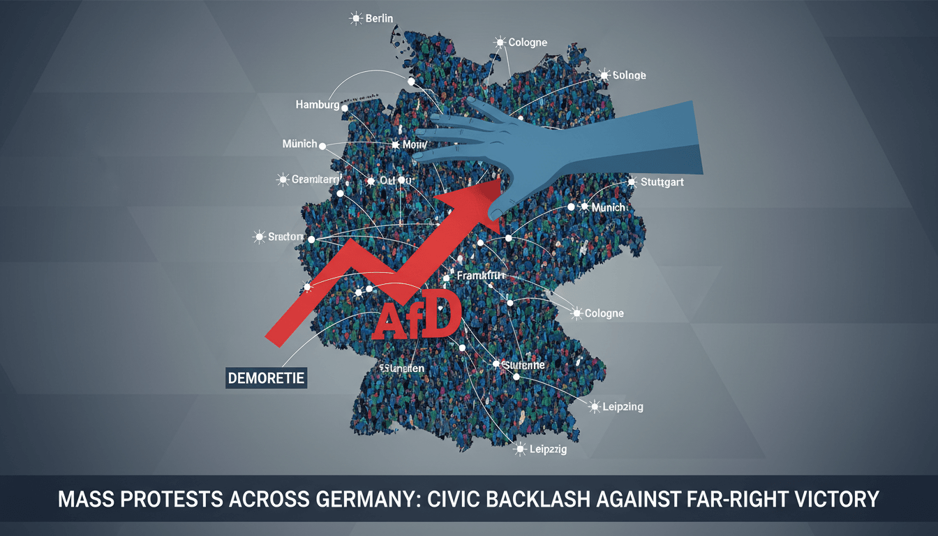 A large crowd of protesters in Germany demonstrating against the AfD party, showcasing civic engagement and national identity.