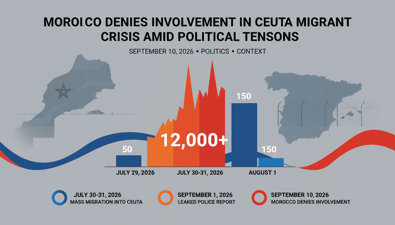 A map highlighting Ceuta's location and migrant routes from Morocco to Spain.