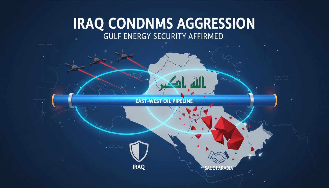 A visual representation of Iraq's condemnation of drone attacks on Saudi Arabia, highlighting regional security concerns.
